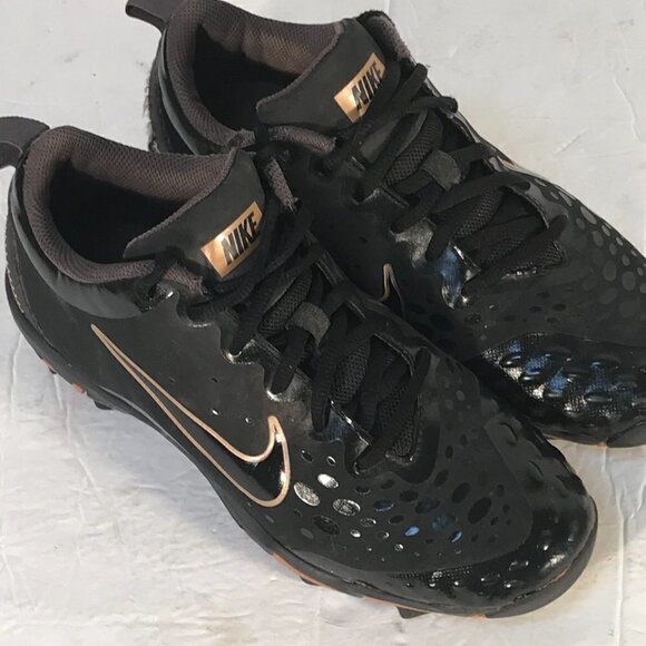 NIKE Fast Flex Black Gold Running Workout Athletic Shoes Cleats - Picture 5 of 15